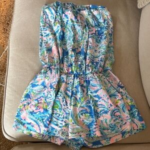 Lilly Pulitzer Strapless Paisley Cotton Romper